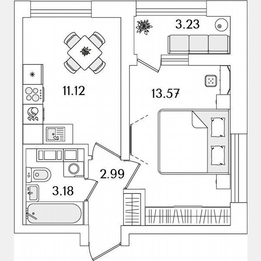 1-к. квартира, 32,5 м², 23/23 эт.