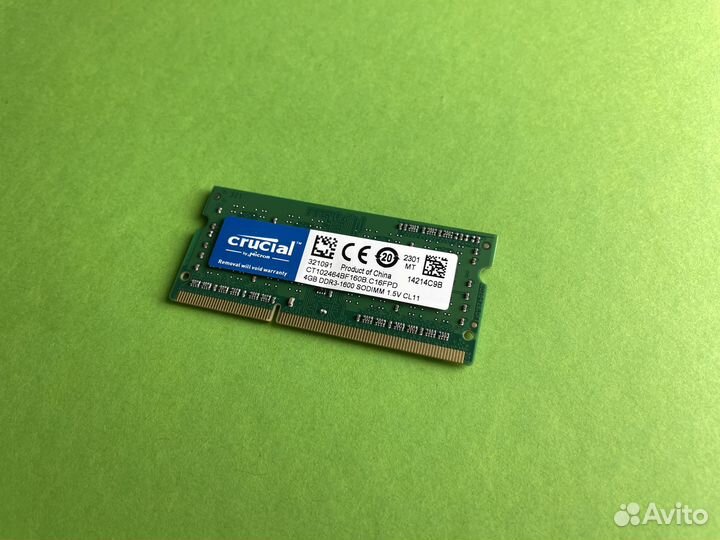 Оперативная Память DDR3 4GB 1600 Mhz 1.5V crucial