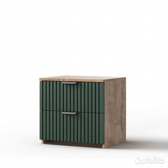Тумба «Герта» 2я кмк, дуб канзас/зеленый матовый