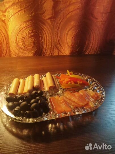 Блюдо-менажница хрустальная СССР
