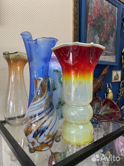 Вазочка цветное стекло винтаж