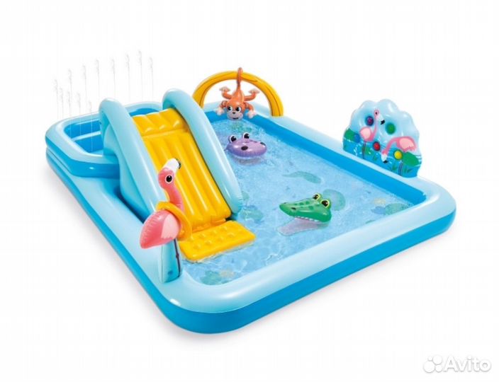 Детский надувной бассейн с горкой