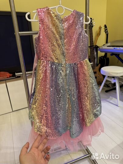 Платье для девочки 110 радужное со шлейфом