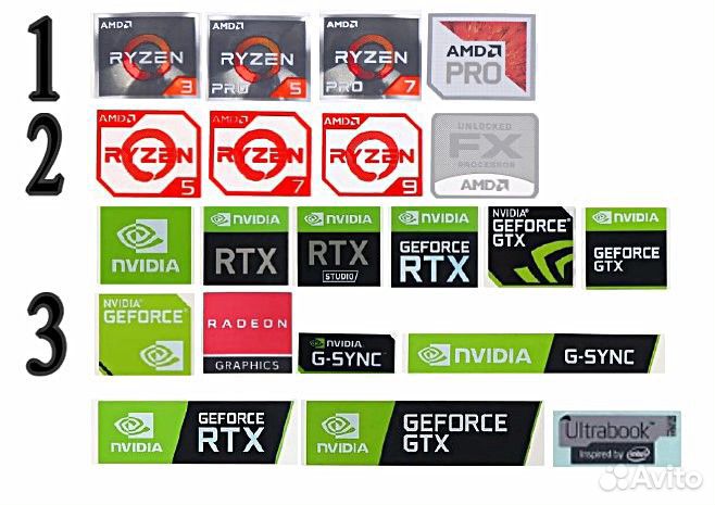 Наклейки Windows,Intel,AMD,Nvidia большой выбор