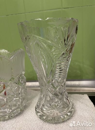 Хрустальная ваза цветное стекло