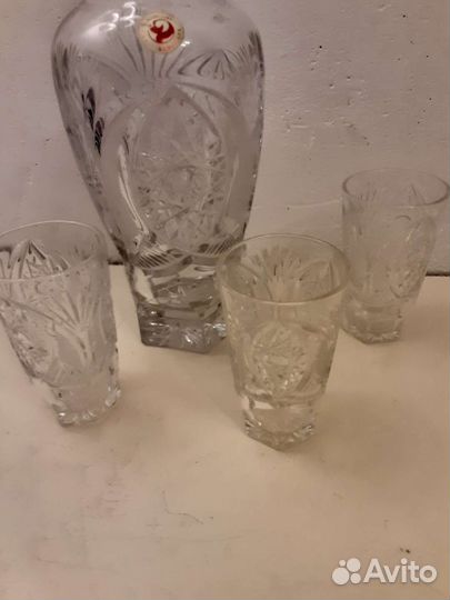 Графин хрустальный и 3 стопки