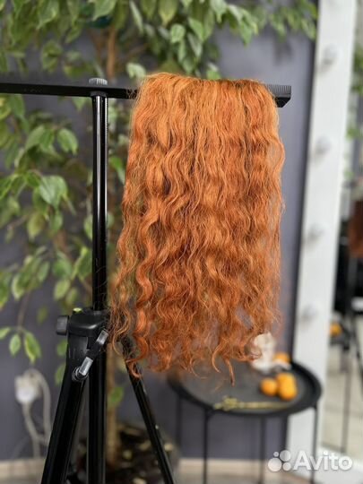 Натуральные волосы для наращивания 57 см 125 рыжий