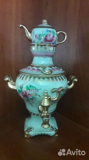 Сувенир самовар гжель и сахарница СССР