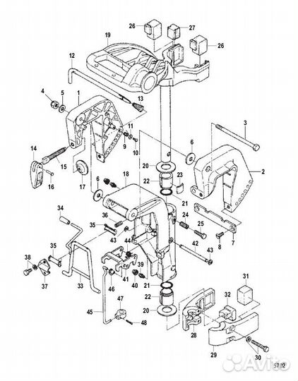 Поворотный кронштейн Yamaha (Ямаха) 9.9-15 л.с 2т