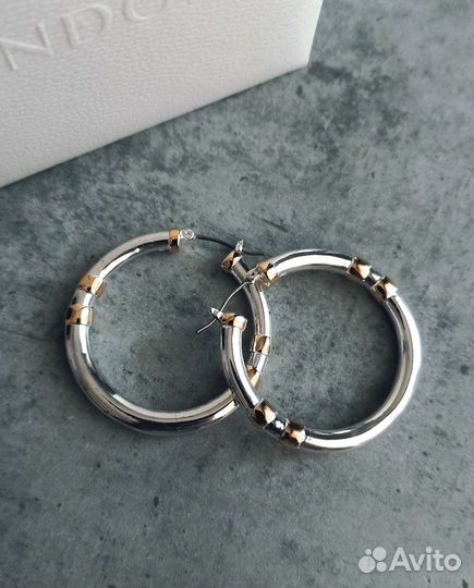 Серьги кольца 2 тона, ralph lauren