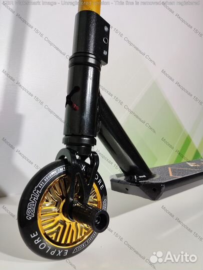 Трюковой самокат Explore spade deluxe gold, новый