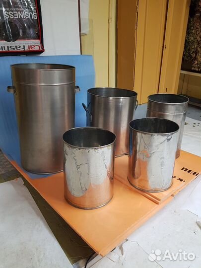 Бачки из нержавейки, комплект - 5 шт. с крышками