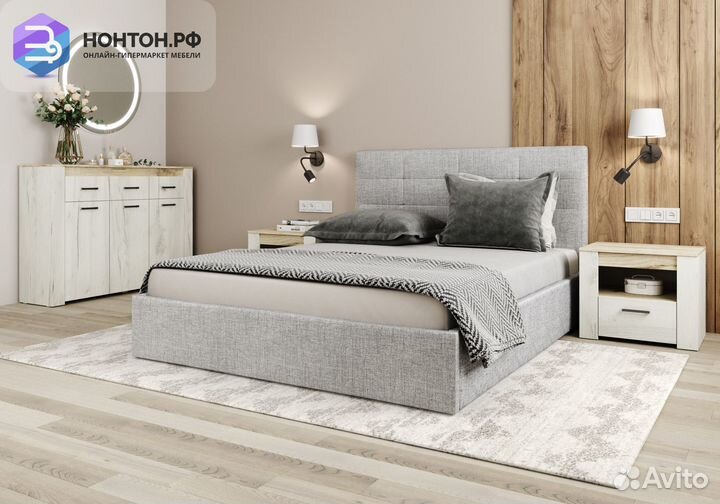 Кровать Диана рогожка серая