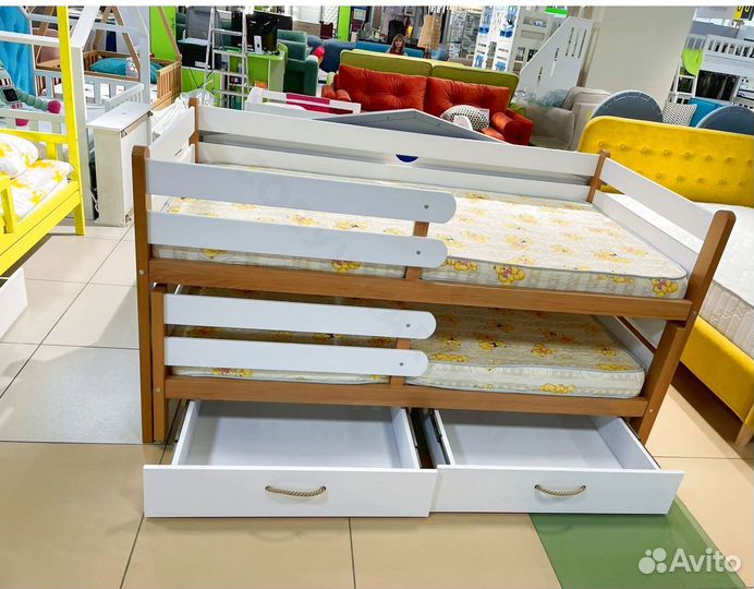 Детская Кровать из бука для двоих