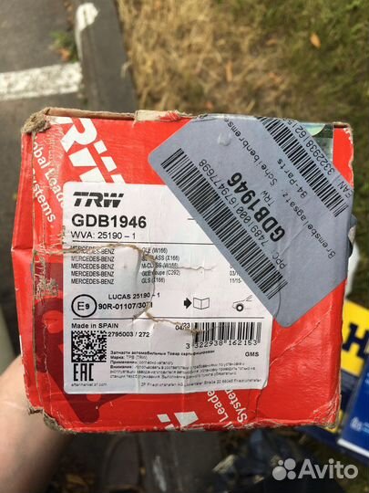 Тормозные колодки на mercedes 166