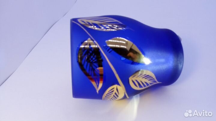 Хрустальная рюмка с позолотой кобальт