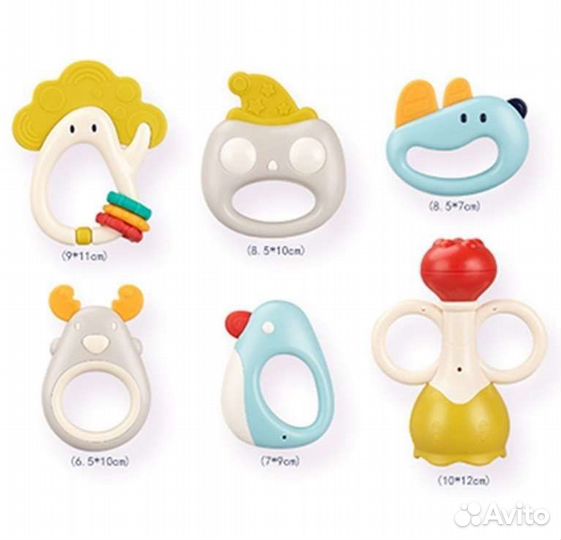 Набор погремушек новый 6 штук с прорезывателями