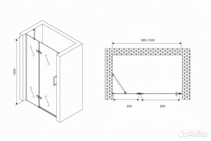 Душевая дверь Abber Zart AG08100B 100 см