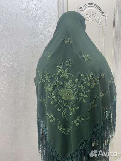 Старинный платок крепдешин