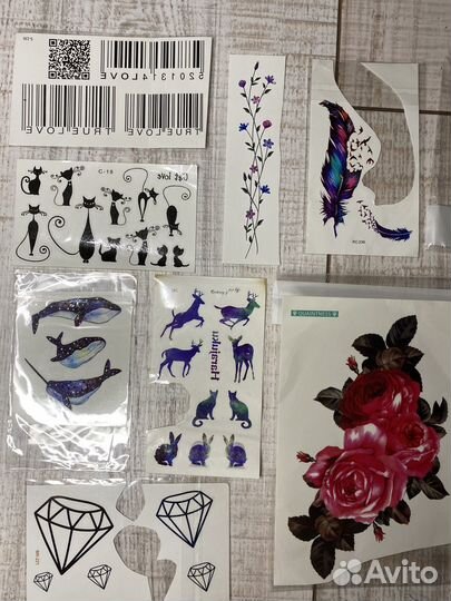 Много временных татуировок переводные тату