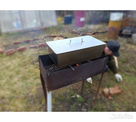 Двухъярусная коптильня 500х270х175 мм (сталь 0,8)