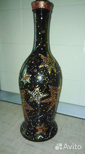 Роспись по стеклу, бутылочки и банки