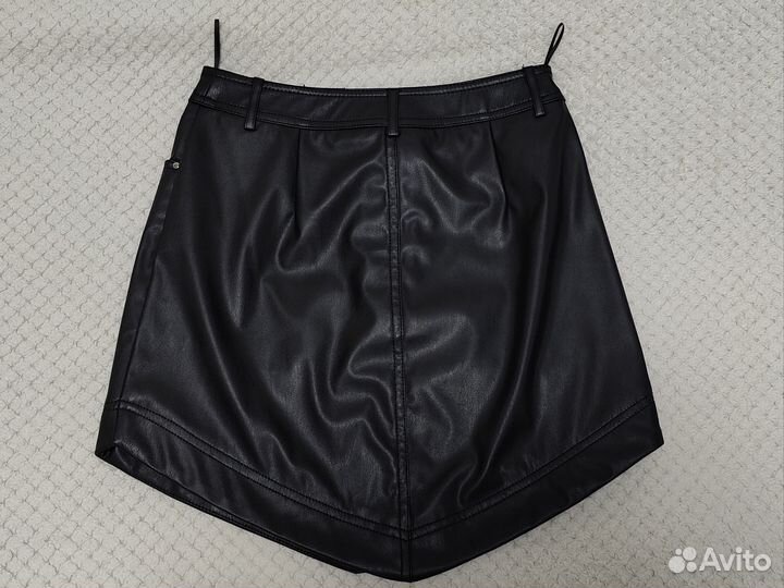 Юбка черная кожаная XS