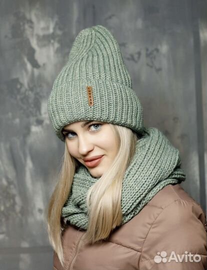 Шапка и снуд зимний комплект