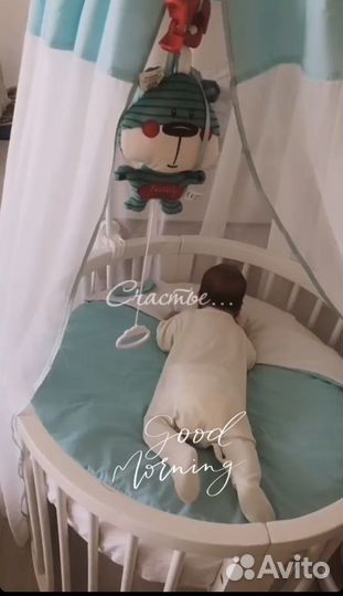 Кроватка овальная трансформер premium baby