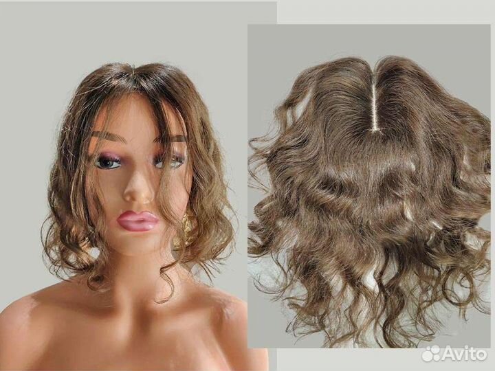 Накладка на пробор из натуральных волос