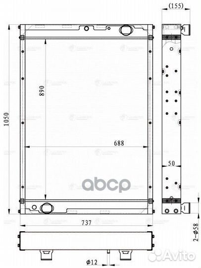 LRC0765B радиатор охлаждения 688x890x52 камаз