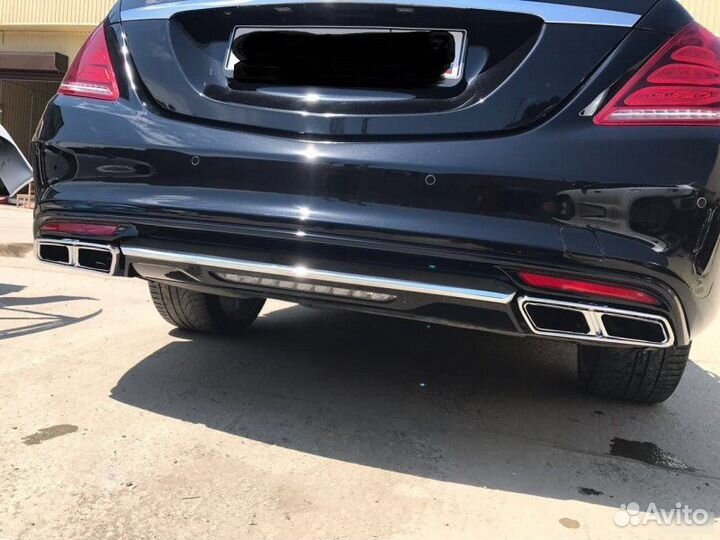 Задний диффузор с насадками Мерседес S65 амг w222