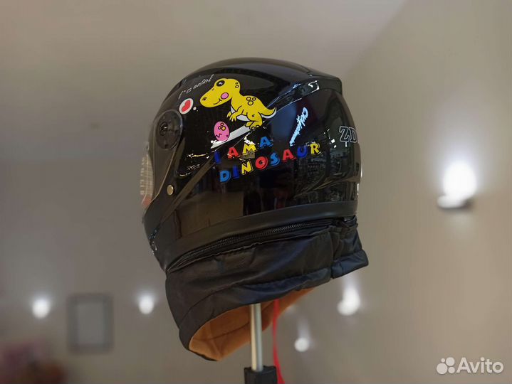 Мотошлем детский с теплым воротником