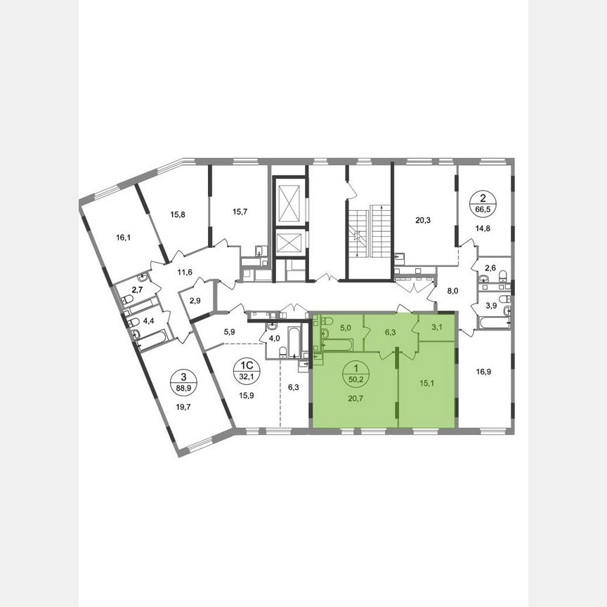 1-к. квартира, 50,2 м², 5/17 эт.
