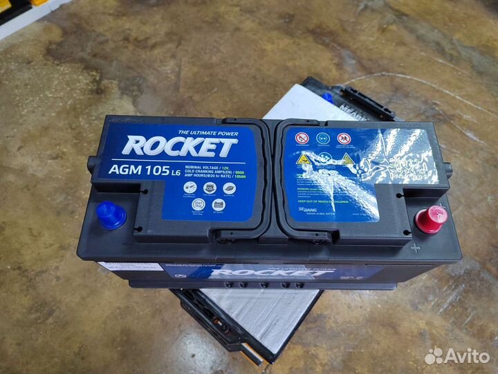 Аккумулятор гелевый Rocket AGM 105 Ач обр 950 А