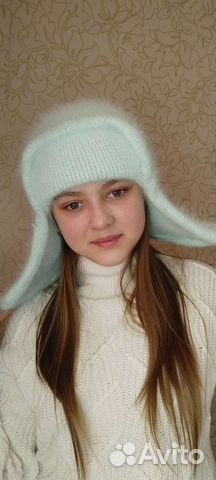 Шапка ушанка женская вязаная