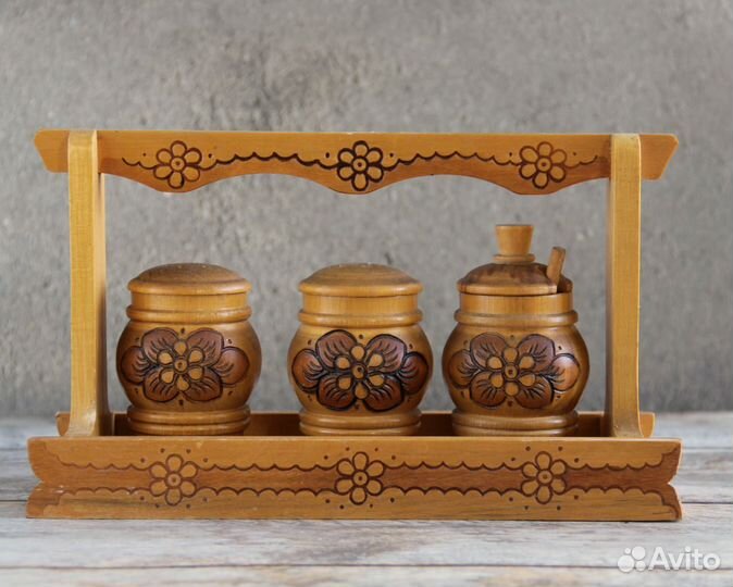 Набор для специй СССР дерево