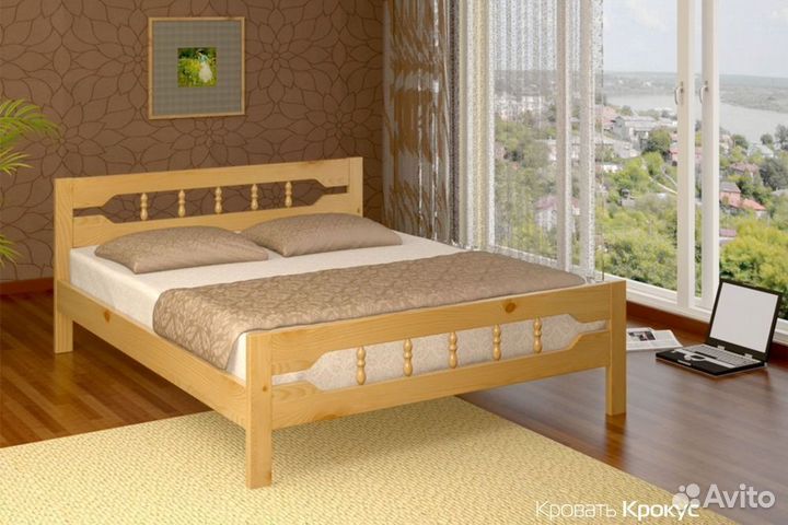 Кровать двуспальная массив