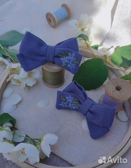 Льняной бант для волос