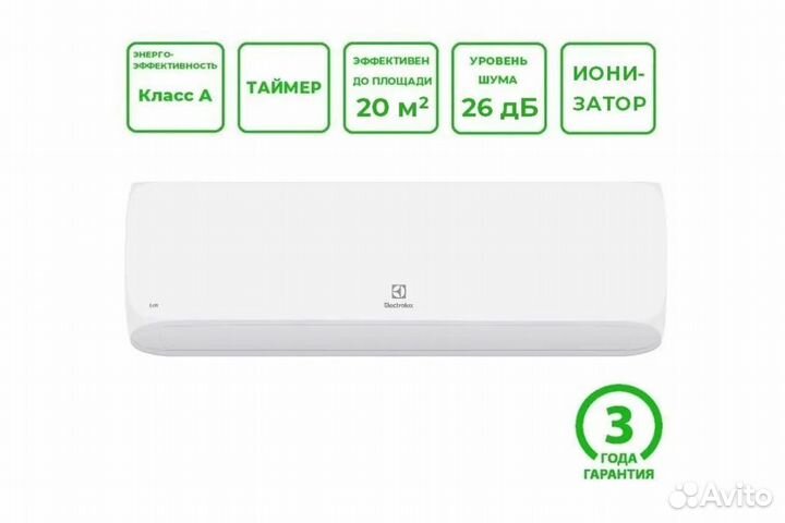 Кондиционер(сплит система) Electrolux до25м²,on/of