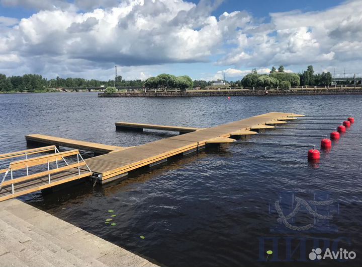 Понтонный плавучий лодочный причал для катера яхты