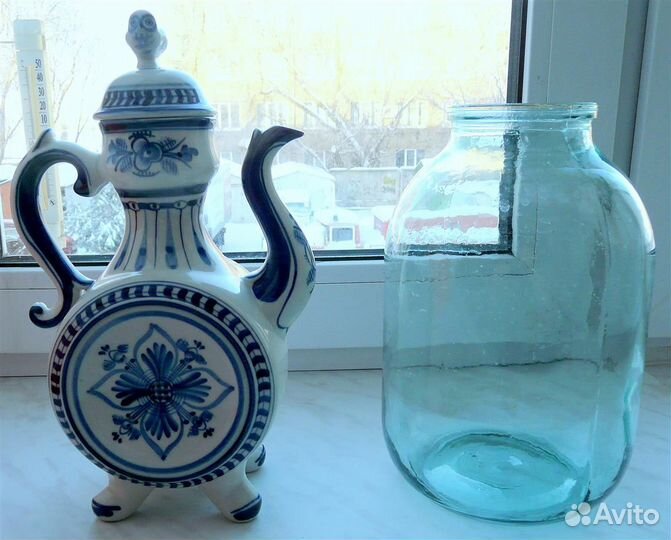 Фарфоровый Квасник Кувшин Кумган Гжель Сова 30 см