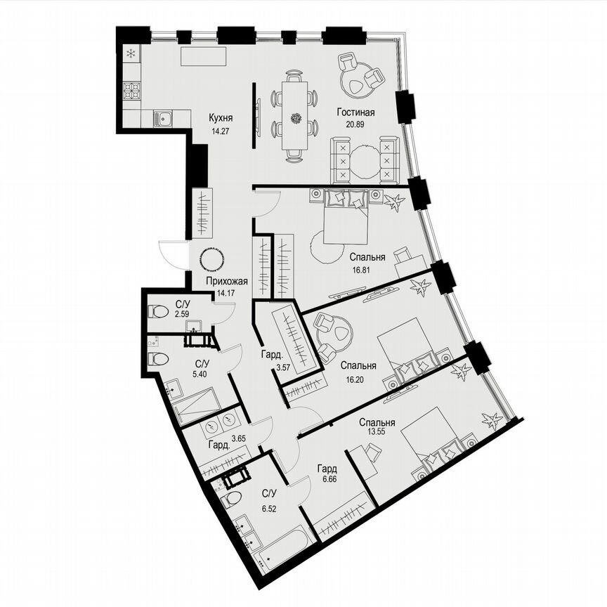 4-к. квартира, 124,3 м², 5/6 эт.