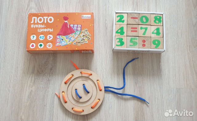 Лото Буквы-цифры, кубики, шнуровка
