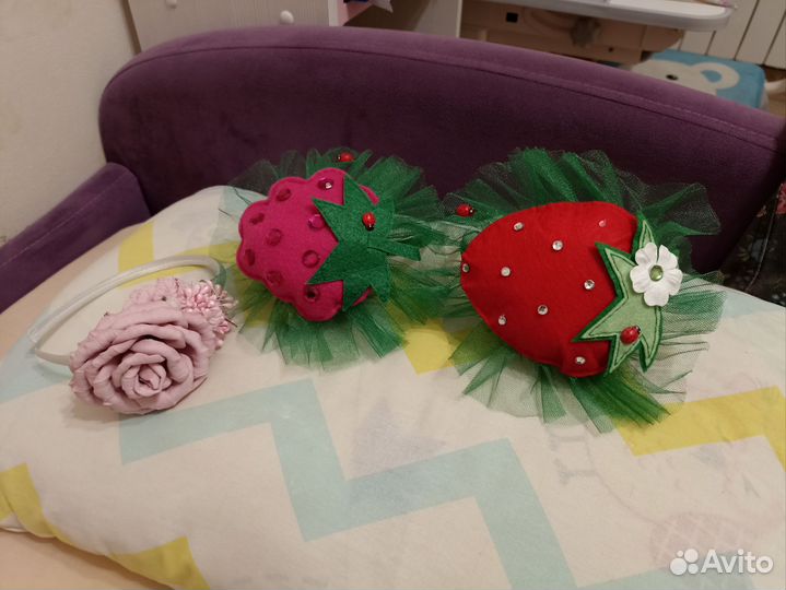 Ободок на утренник, малина, клубника