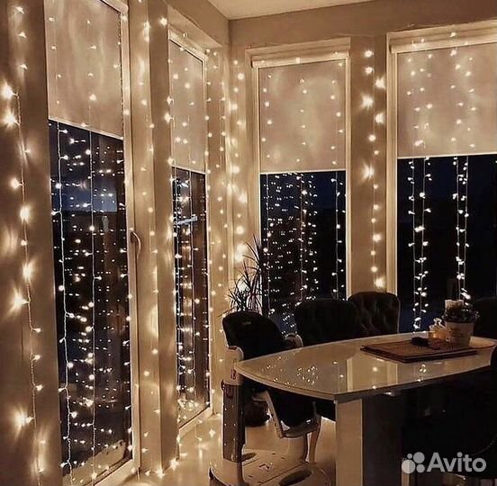 Гирлянда штора, бахрома с шарами