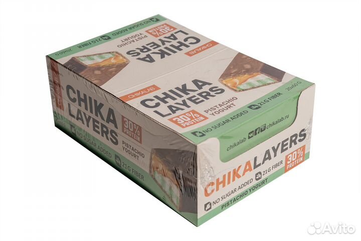 Протеиновый батончик Chikalab Chika Layers, фисташ