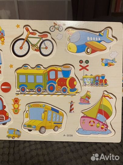 Деревянный пазл вкладыш Транспорт