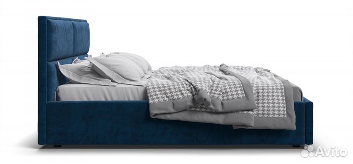 Кровать mila 180х200 с п/м велюр Monolit синий
