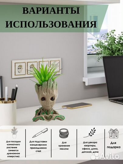 Кашпо/ Горшок для цветов Грут/ органайзер